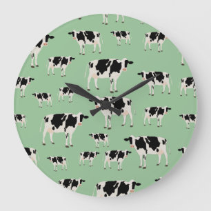 Cow Farm Animal Pattern Large Clock