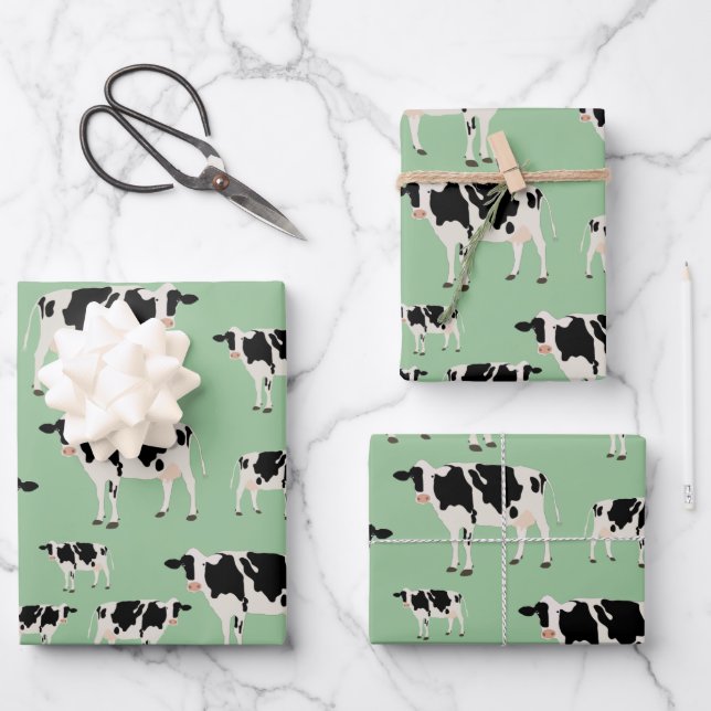 Cow Farm Animal Pattern Wrapping Paper Sheets (Front)
