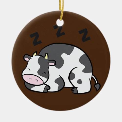 Cow Farm Animal Tired Cow Sleeping Cow  Ceramic Ornament