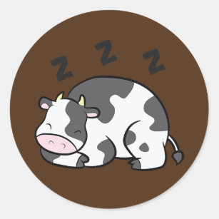 Cow Farm Animal Tired Cow Sleeping Cow  Classic Round Sticker