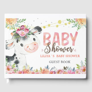Cow Farm Animals Barnyard baby shower guest book