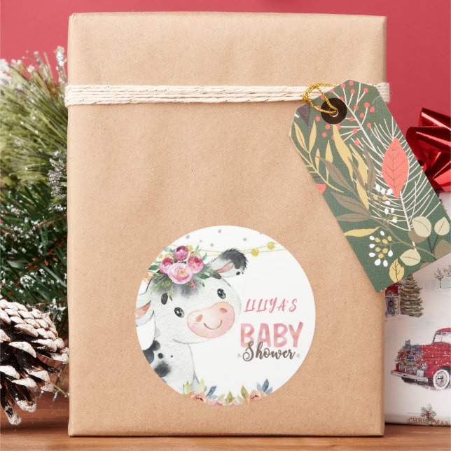  Cow Farm Animals Barnyard  Classic Round Sticker (Holiday)