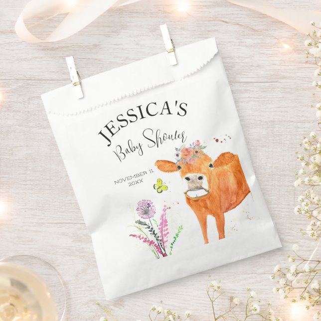 Cow Farm Animals Country Baby Shower Girl Boy Favor Bag (Clipped)