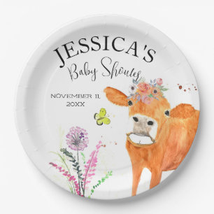 Cow Farm Animals Country Baby Shower Girl Boy Paper Plates