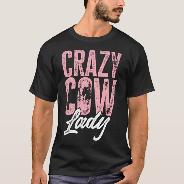 Cow Farm Animals - Crazy Cow Lady Pullover Hoodie (Front)