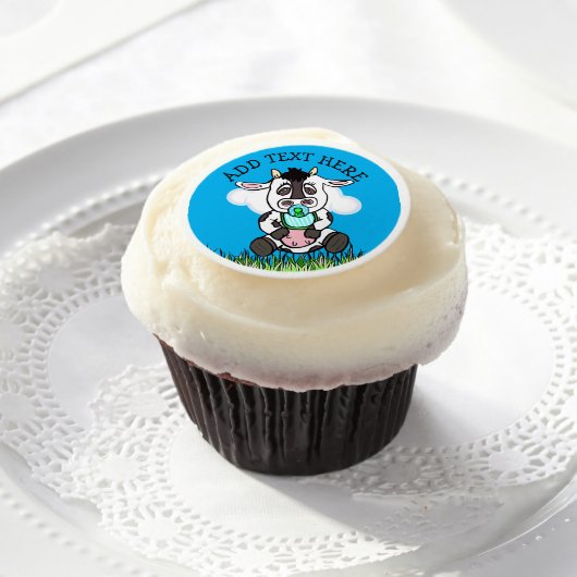 Cow Farm Animals Themed Baby Shower or Birthday Edible Frosting Rounds (Cupcake)