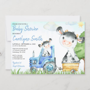 Cow Farm Baby Shower Invitation Boy