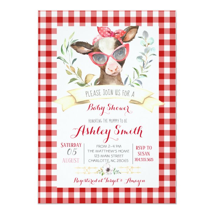 cow baby shower invitations