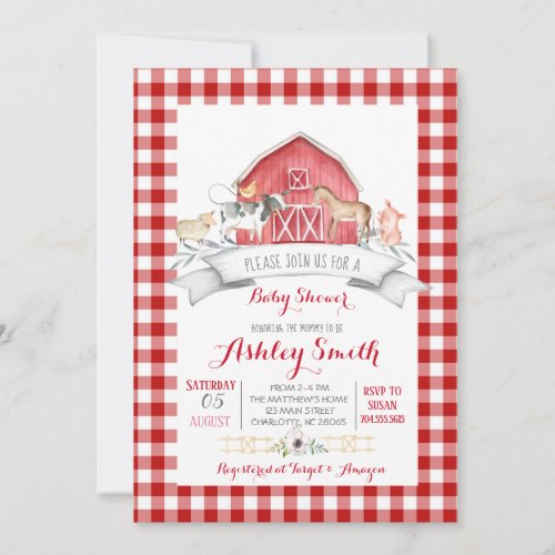 cow farm baby shower invitation re girl