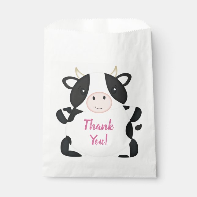 Cow Farm Birthday Party Favor Bag (Front)