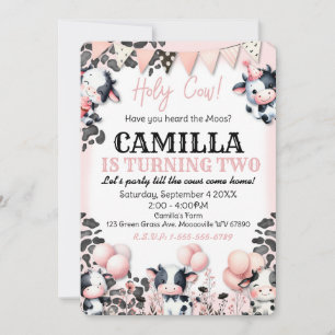 Cow Farm Birthday Party Invitation