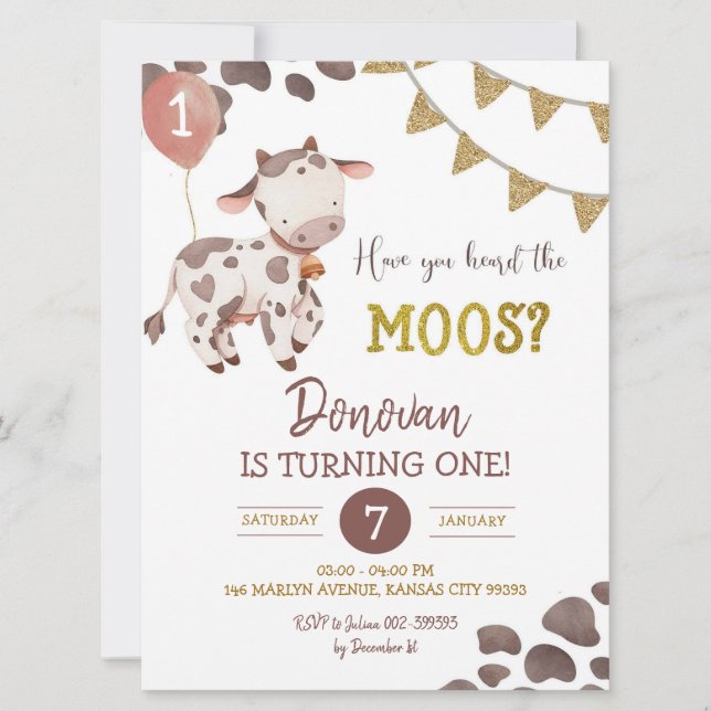 Cow Farm Boy Baby Shower Invitation (Front)