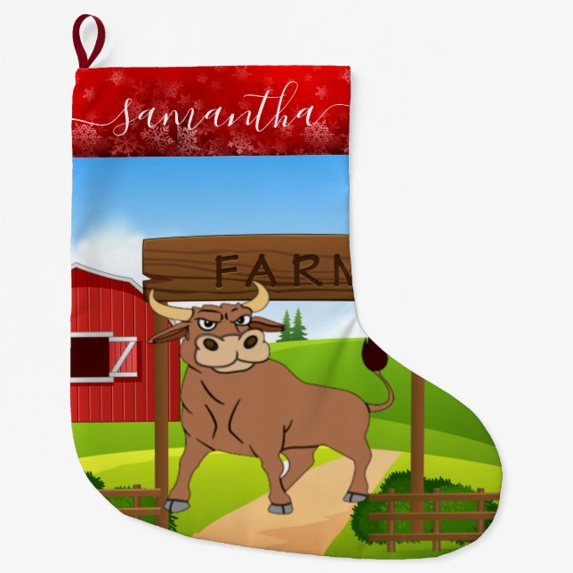 Cow farm bull Christmas Stocking (Front)