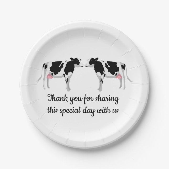 Cow Farm County Farmer Wedding Party Anniversary Paper Plates (Front)