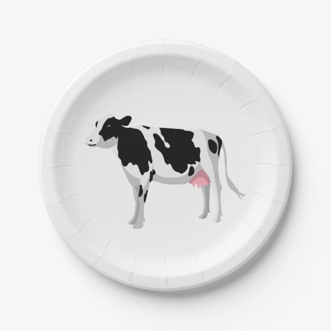 Cow Farm County Farmer Wedding Party Birthday Paper Plates (Front)