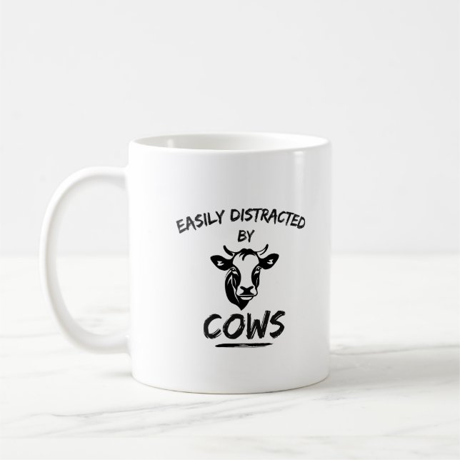 Cow Farm: Easily Distracted By Cows Coffee Mug (Left)