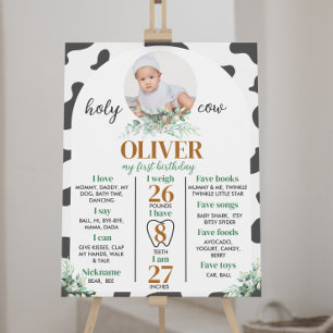 Cow Farm First Birthday Milestone Sign