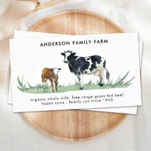 Cow Farm Free Range Beef Meat Dairy Watercolor Business Card