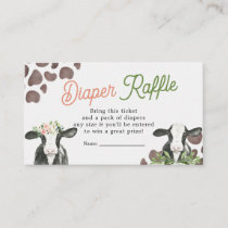 Cow Farm Gender Reveal Diaper Raffle Card