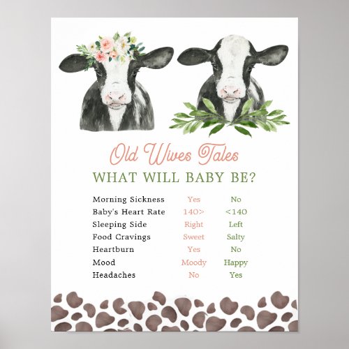 Cow Farm Gender Reveal Old Wives Tales Poster