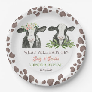 Cow Farm Gender Reveal Paper Plate