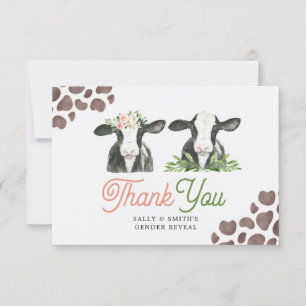 Cow Farm Gender Reveal Thank You Card