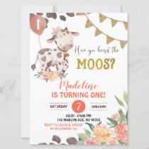 Cow Farm Girl Floral Baby Shower Invitation