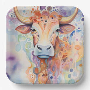 Cow Farm Purple Paper Plates