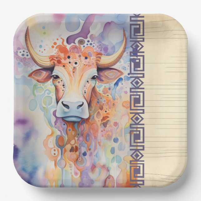 Cow Farm Purple Paper Plates (Front)