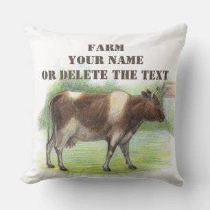 Cow farm throw pillow