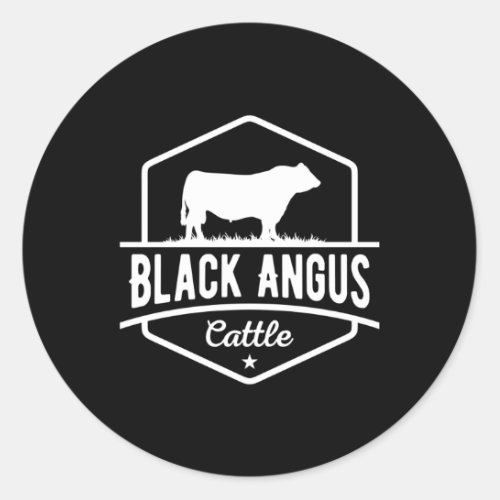 Cow Farmer Black Angus Cattle Classic Round Sticker