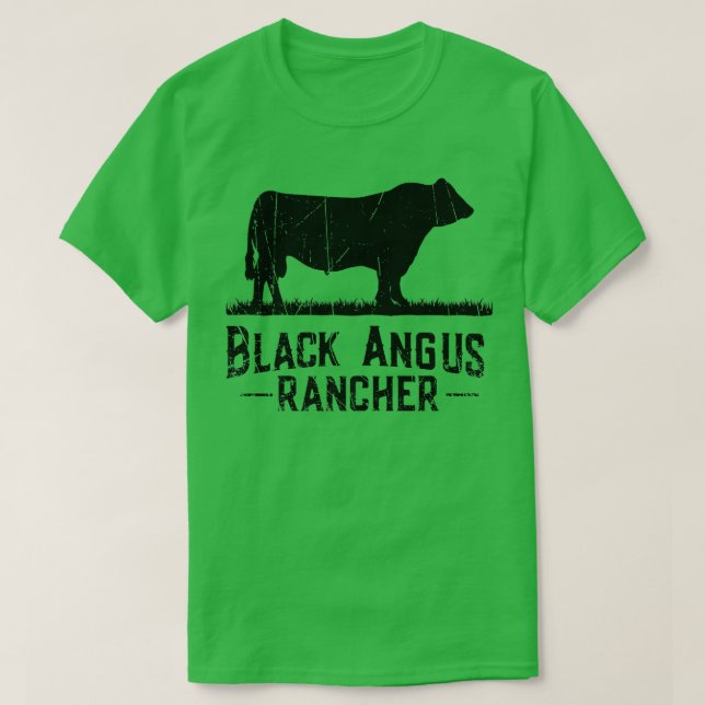 Cow Farmer - Black Angus Rancher   T-Shirt (Design Front)