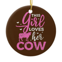 Cow Farmer Cow Lover Cow Owner Distressed  Ceramic Ornament