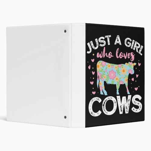 Cow Farmer Flower  Decor gift 3 Ring Binder