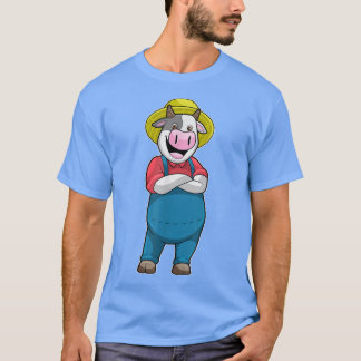 Cow Farmer Overalls Hat  T-Shirt
