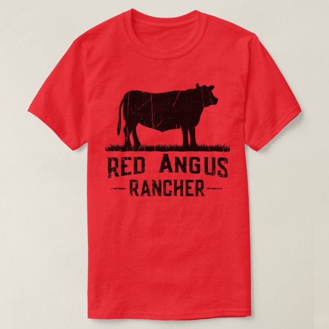 Cow Farmer  Red Angus Rancher  T-Shirt (Design Front)