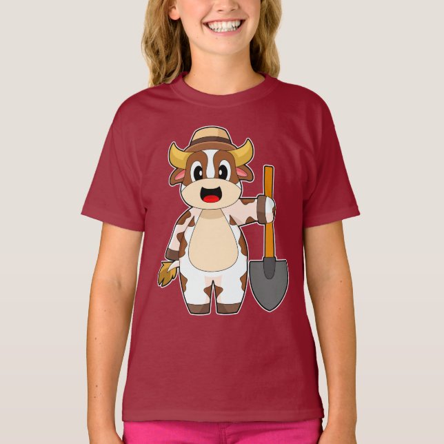 Cow Farmer Shovel T-Shirt (Front)