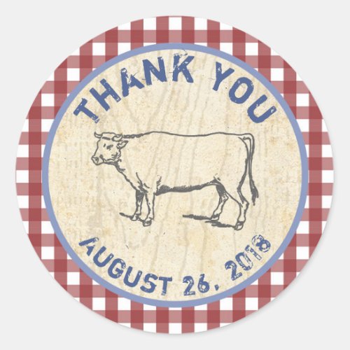 Cow Favor thank you stickers for BBQ or Churrasco