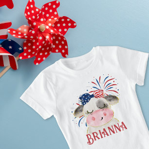 Cow Flag Hair Tie and Fireworks Personalized T-Shirt