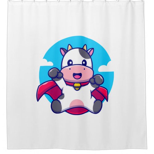 Cow flying sky cape funny cute shower curtain