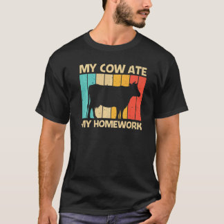 Cow For Kids Boys Farm Animal Cow Dairy Farmer T-Shirt