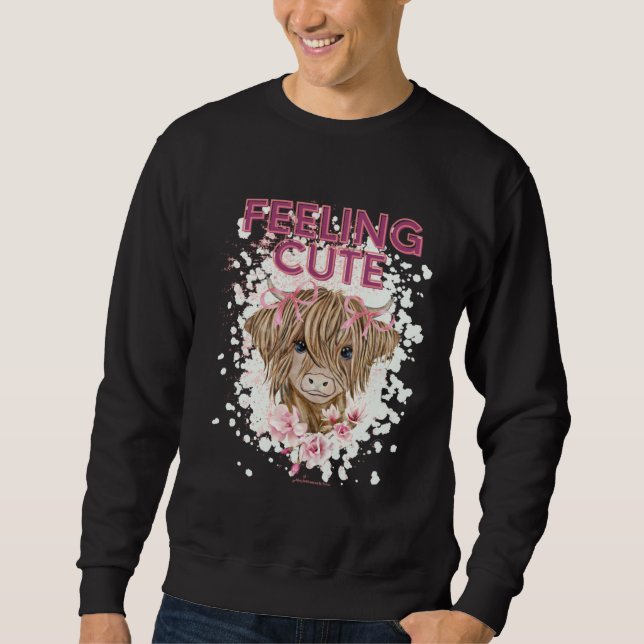 COW  FOR WOMEN GIRLS HIGHLAND COW FEELING CUTE BOH SWEATSHIRT (Front)