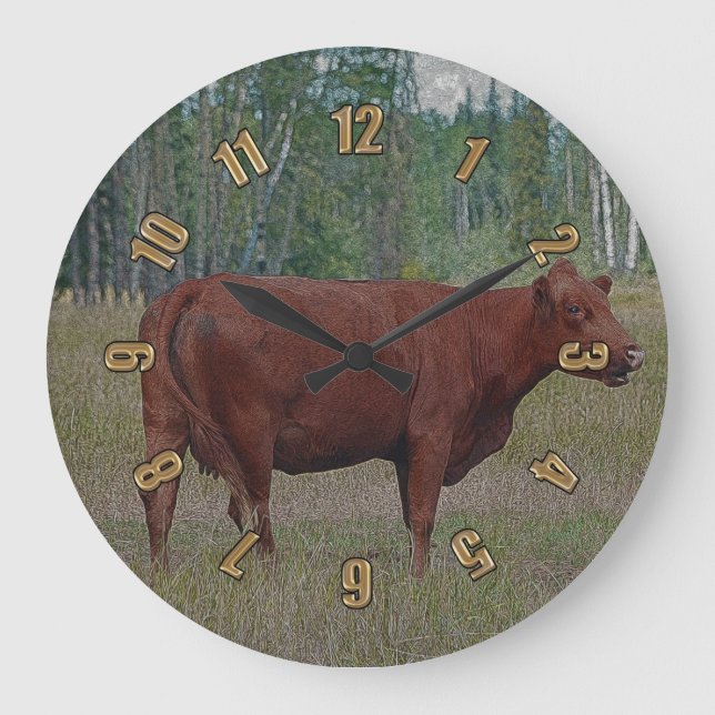 Cow & Forest Ranch Cattle on a Wall Clock (Front)