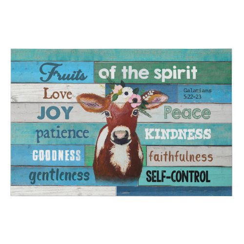 Cow Fruits Of The Spirit Inspirational  Faux Canvas Print