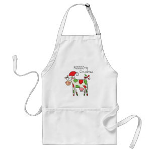 Cow Funny Cartoon Christmas Holiday Adult Apron
