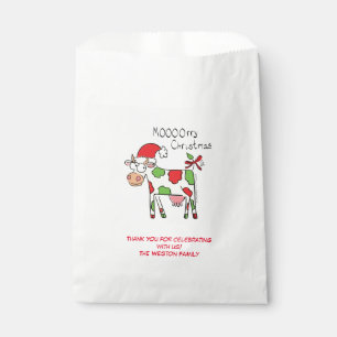 Cow Funny Cartoon Christmas Holiday Favor Bag
