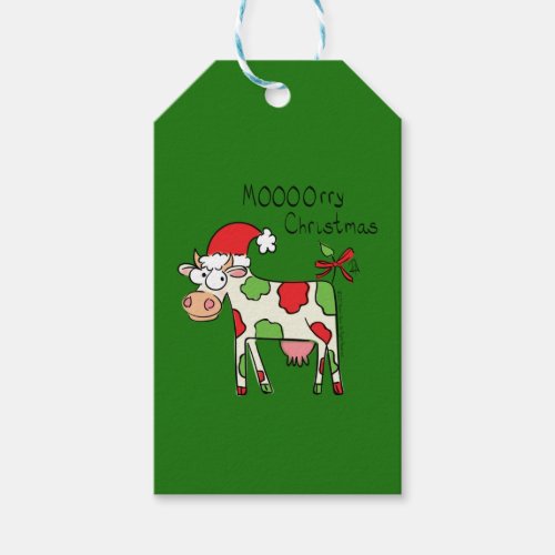 Cow Funny Cartoon Christmas Holiday Gift Tags