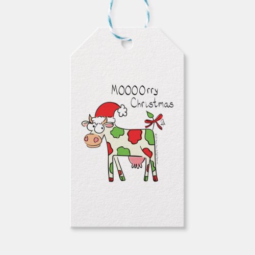 Cow Funny Cartoon Christmas Holiday Gift Tags