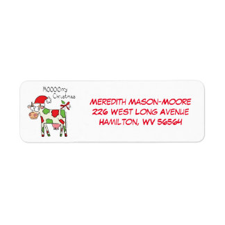 Cow Funny Cartoon Christmas Holiday Label