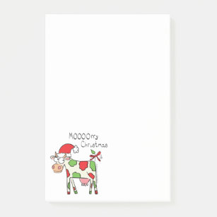 Cow Funny Cartoon Christmas Holiday Post-it Notes